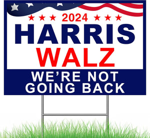 Harris Walz 2024 Yard Sign, Kamala Harris Tim Walz Waltz for President Lawn Sign, Democracy, 18” X 12” Double Sided, Coroplast，with Mental Stake, 1 Pack