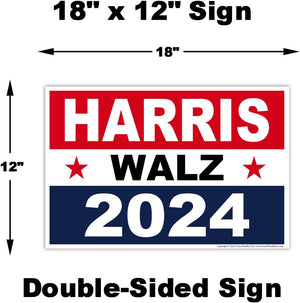 Harris Walz 2024 Yard Sign, Kamala Harris President Tim Walz Vice President 2024 Yard Sign, 18" X 12" Double-Sided Sign, Metal H-Stake