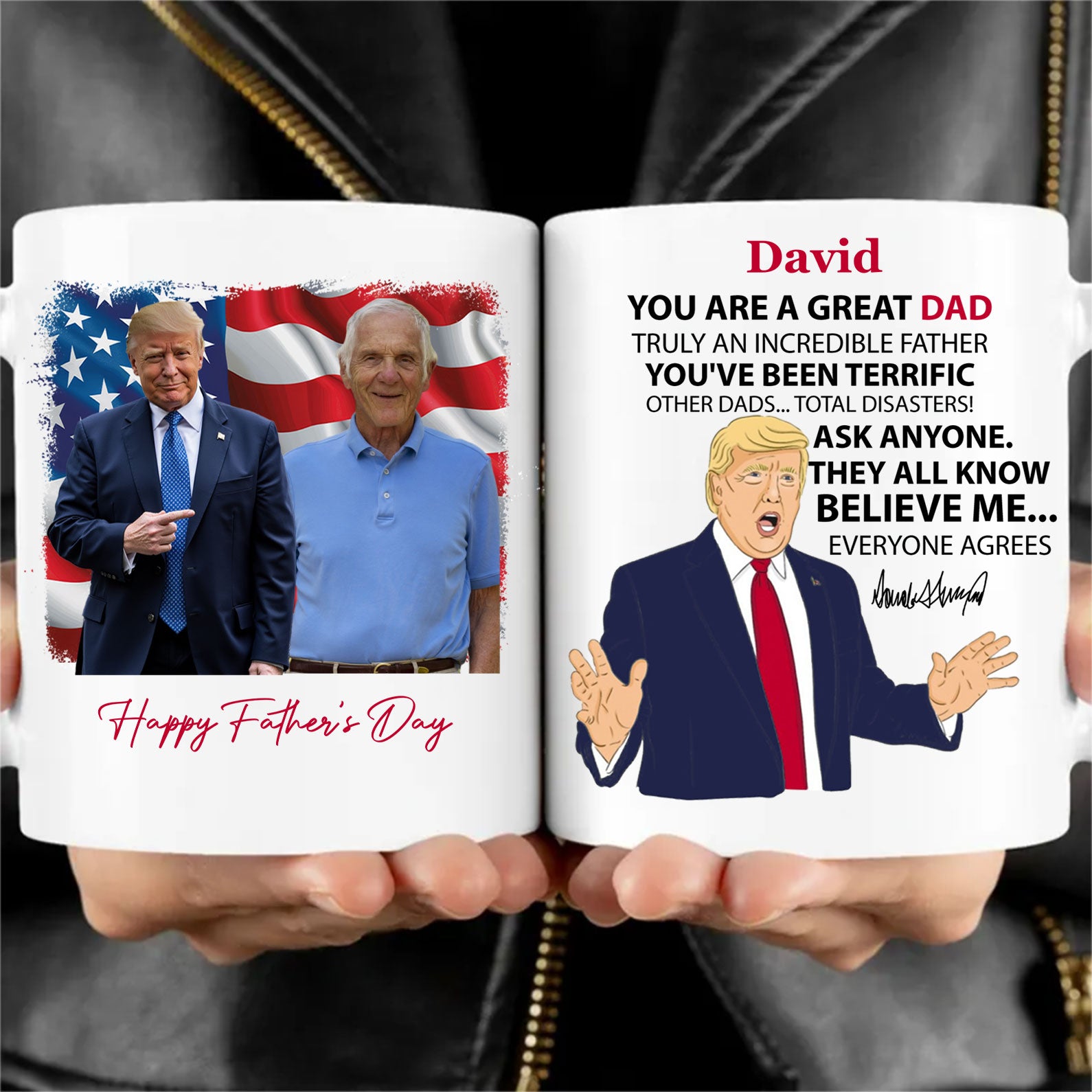 Personalized Title and Name You Are Great Mug, Personalize Custom Photo with Trump Mug, Father's Day Gifts, Father's Day White Mug Accent Mug 682057 - GOP