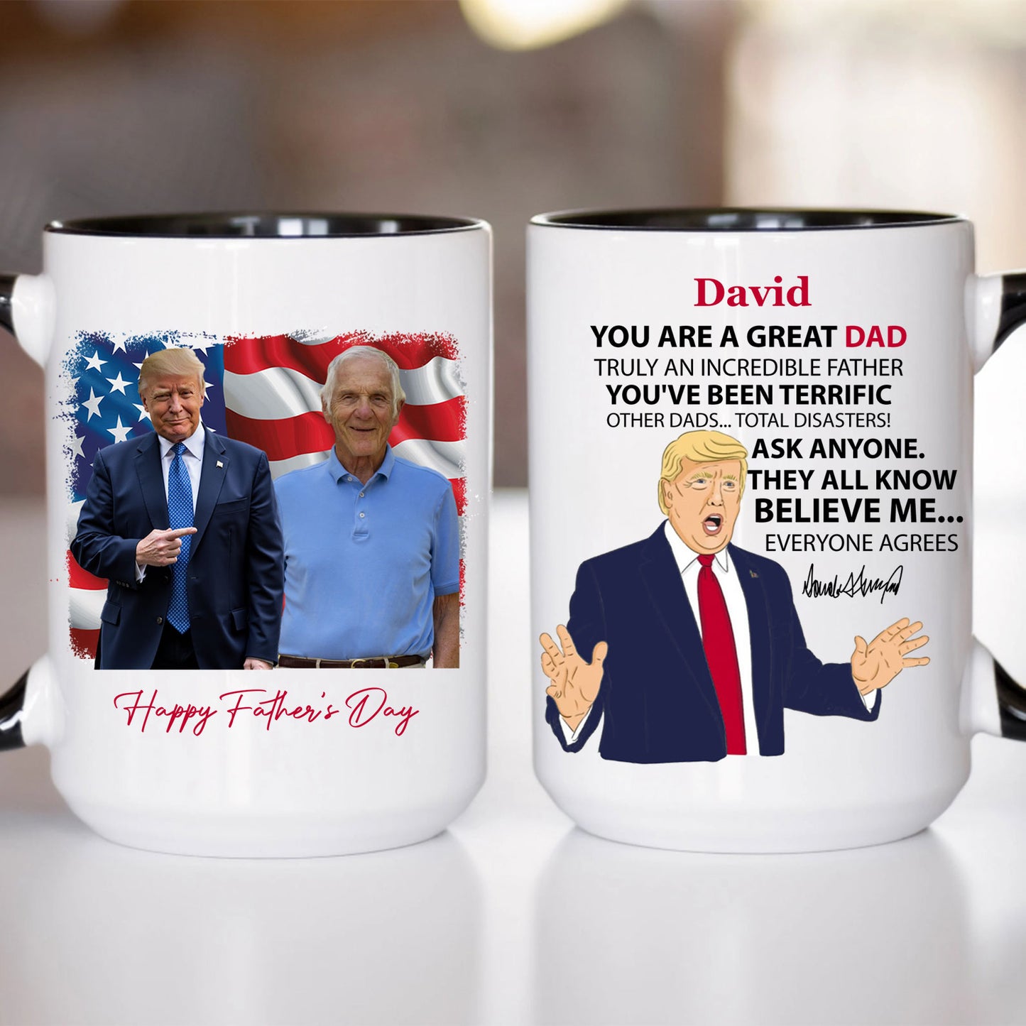 Personalized Title and Name You Are Great Mug, Personalize Custom Photo with Trump Mug, Father's Day Gifts, Father's Day White Mug Accent Mug 682057 - GOP