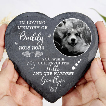 You Were Our Favorite Hello And Our Hardest Goodbye Stone, Personalized Photo Memorial Stone, Gifts For Loss of Loved One 682018