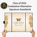Black Gold Graduation Party Decorations, Class of 2024 Congratulations Graduates Alternative Signature Guest Book for Men Women Happy Graduation Gifts Congrats Grad Party Signing Card Board