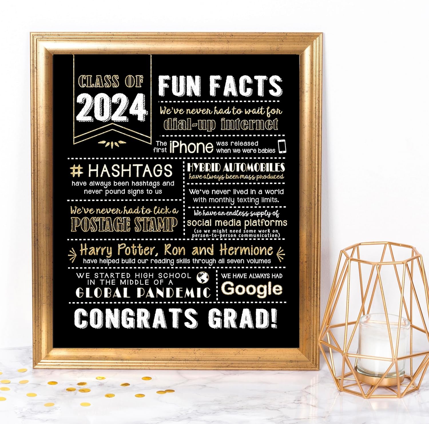 - Super Cute, Graduation Decorations Class of 2024, (Handmade in USA), 2024 Graduation Decor, Graduation Gifts, 2024 Graduation Party Decorations, Black & Gold, 2024