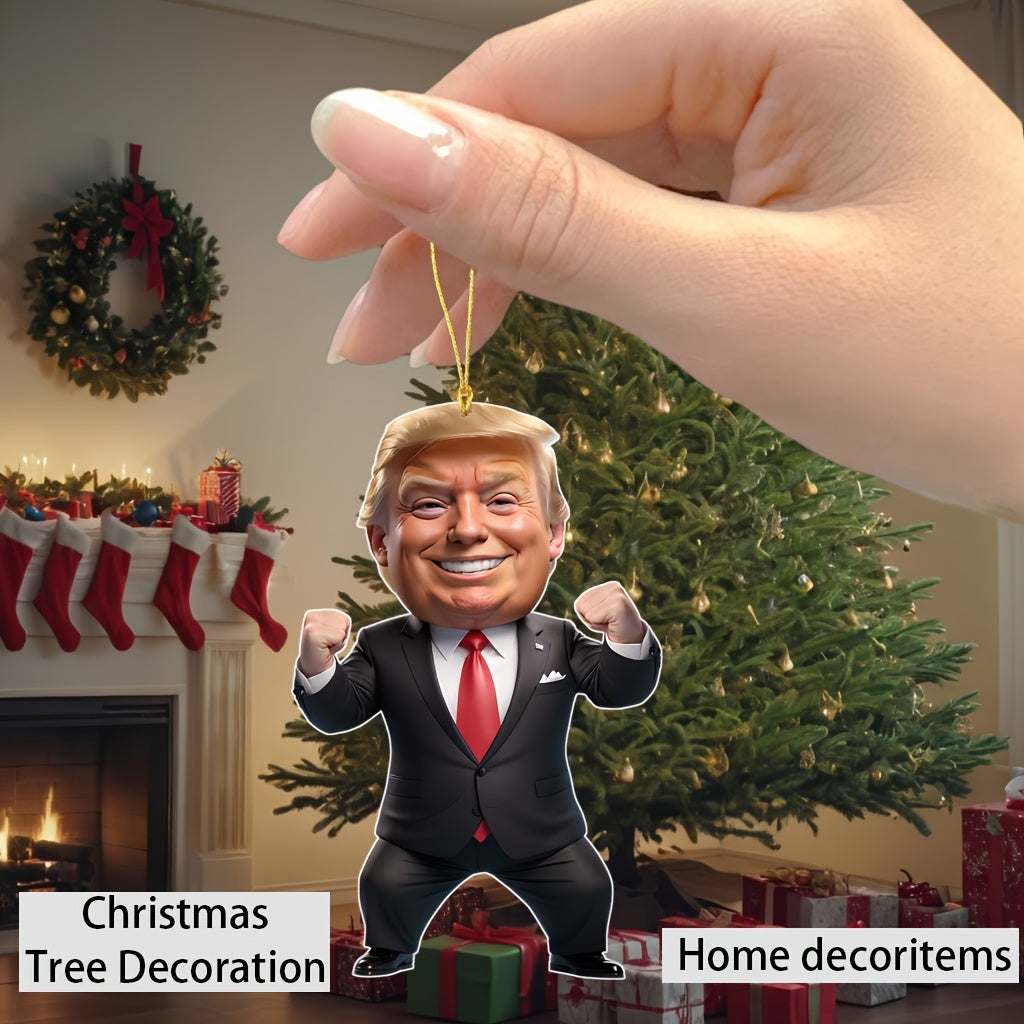 Contemporary 2D Strongman Acrylic Pendant - Multifunctional Hanging Decor for Car & Christmas Tree, Seasonal Ornament for Easter, Christmas, Halloween - Universal Gift without Electricity, Pack of 1 - HT02