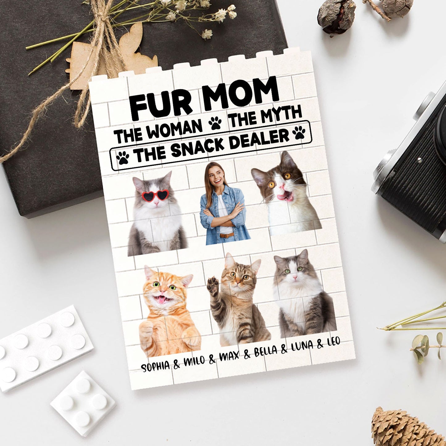 Custom Photo Cat Building Brick Blocks | The Man The Woman Snack Dealer Brick Block | Cat Lovers Gift 684297