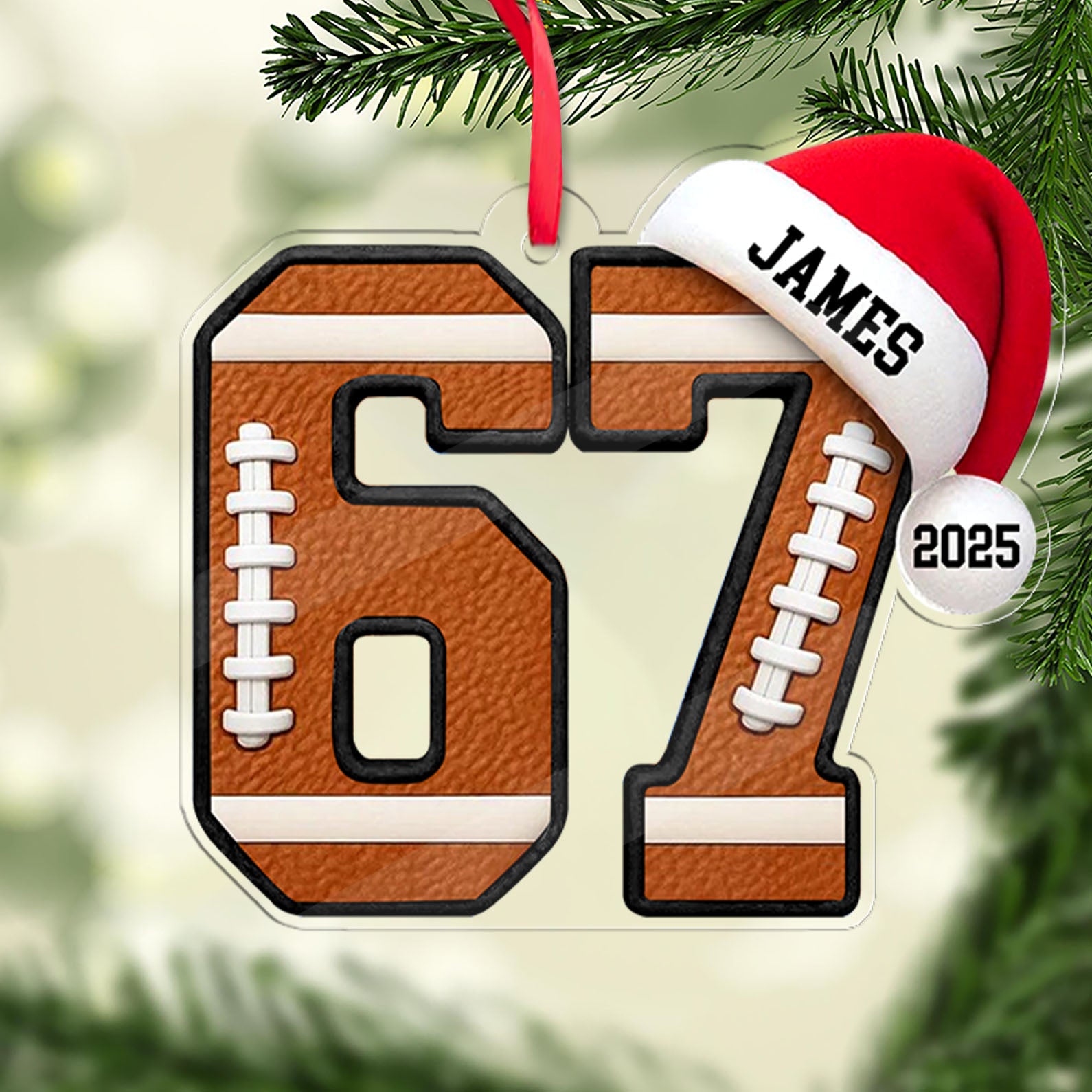 Custom Name 6 7 Football Acrylic Ornament | Personalized Trending 6 7 Meme Sports Christmas Ornament 683656