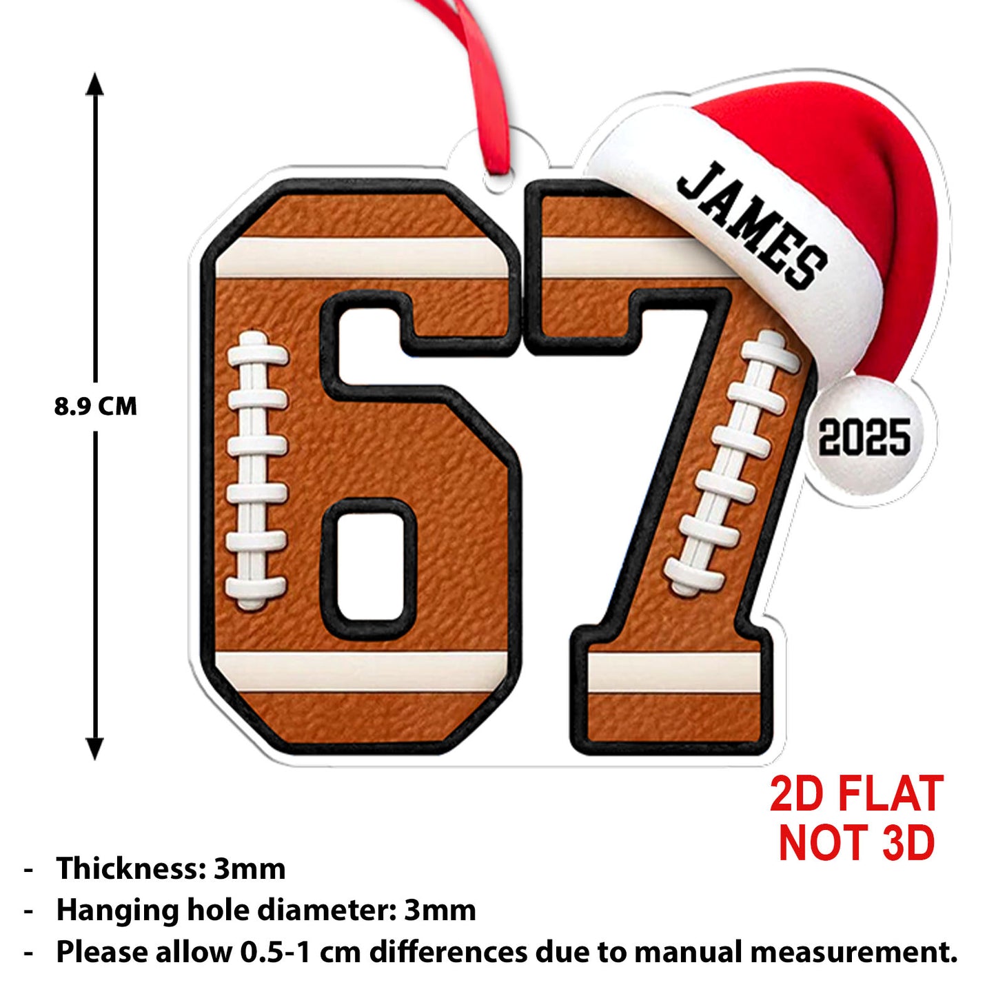 Custom Name 6 7 Football Acrylic Ornament | Personalized Trending 6 7 Meme Sports Christmas Ornament 683656
