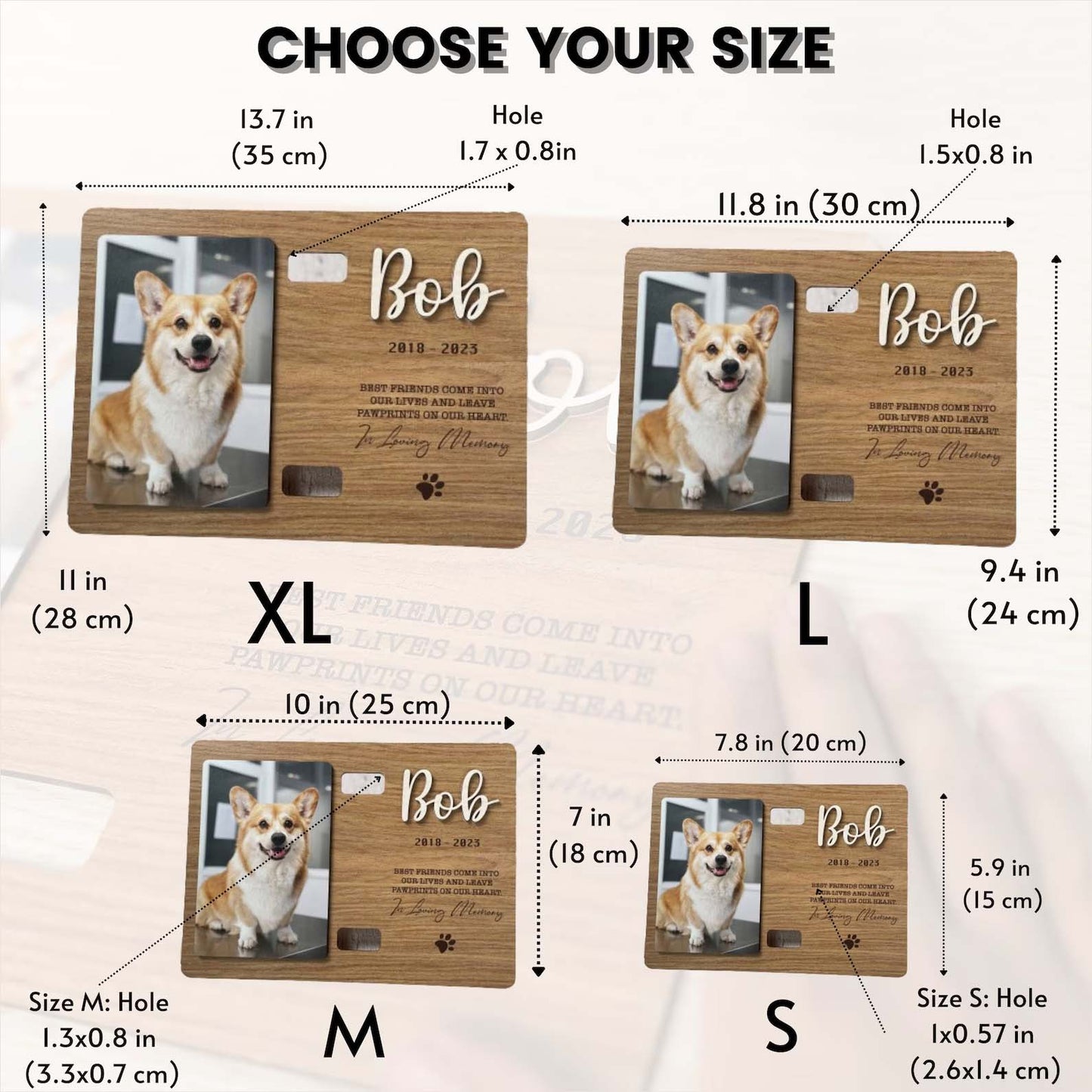 Personalized Memorial Pet Collar Sign, Custom Photo Wood Frame With Collar Holder, Dog Memorial Gifts, Pet Loss Gifts BX25