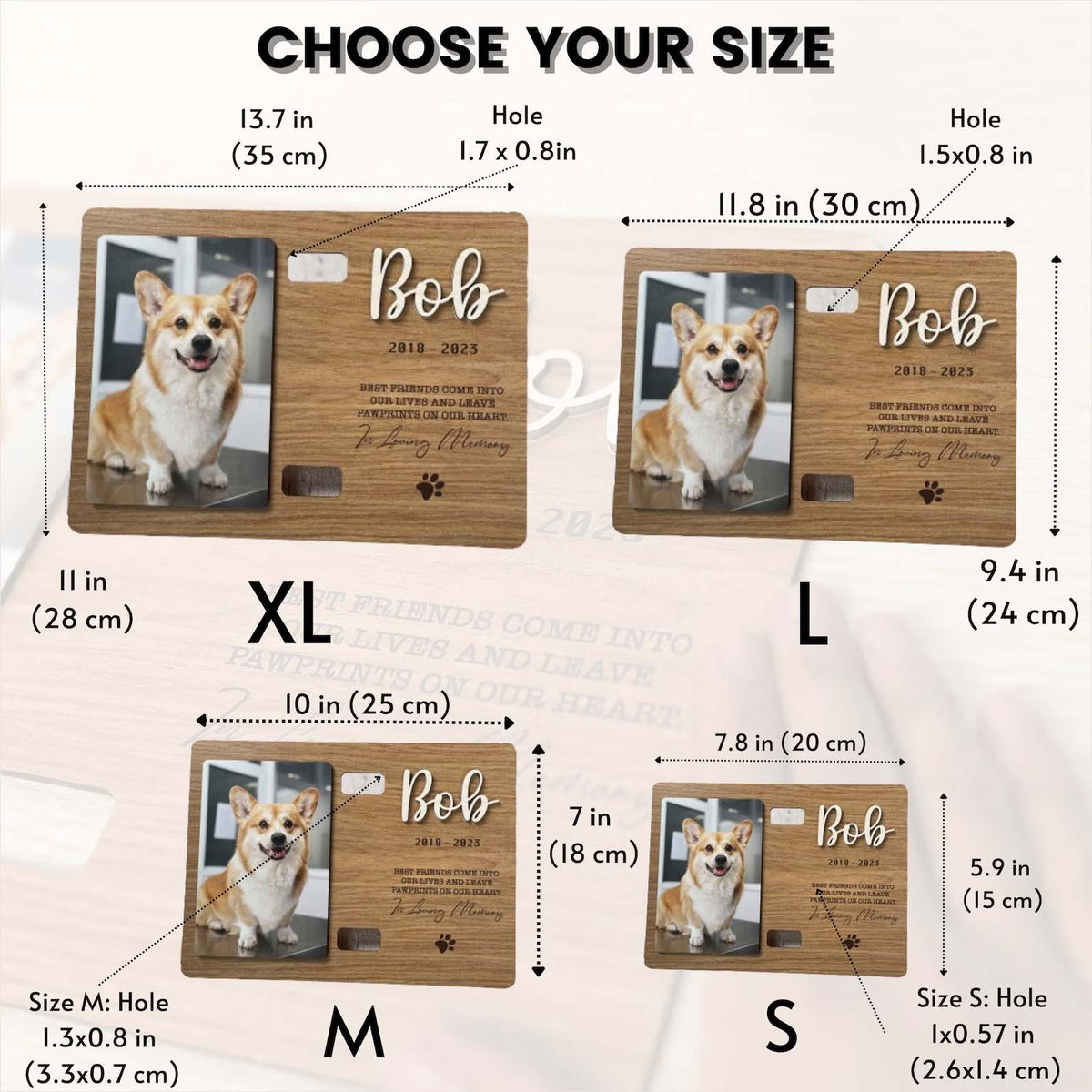 Personalized Memorial Pet Collar Sign, Custom Photo Wood Frame With Collar Holder, Dog Memorial Gifts, Pet Loss Gifts BX25