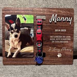 Personalized Memorial Pet Collar Sign, Custom Photo Wood Frame With Collar Holder, Dog Memorial Gifts, Pet Loss Gifts BX25