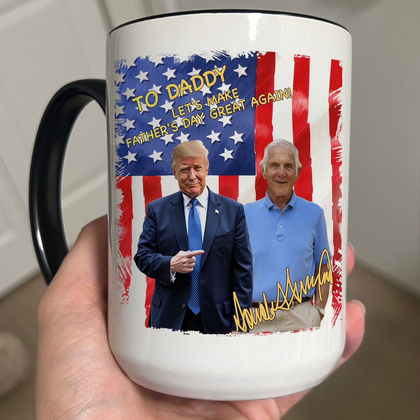 My Dad With Donald Trump Custom Photo Mug, Father's Day Mug, Father's Day Gifts, Gift For Dad, Trump 2025 Dad 682049 - GOP