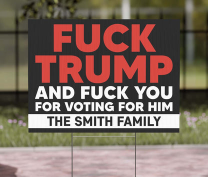 Funny F*ck Trump Yard Sign – Personalized 8647 Anti Trump, Anti-Republican Political Statement for Kamala Harris Supporters 682213