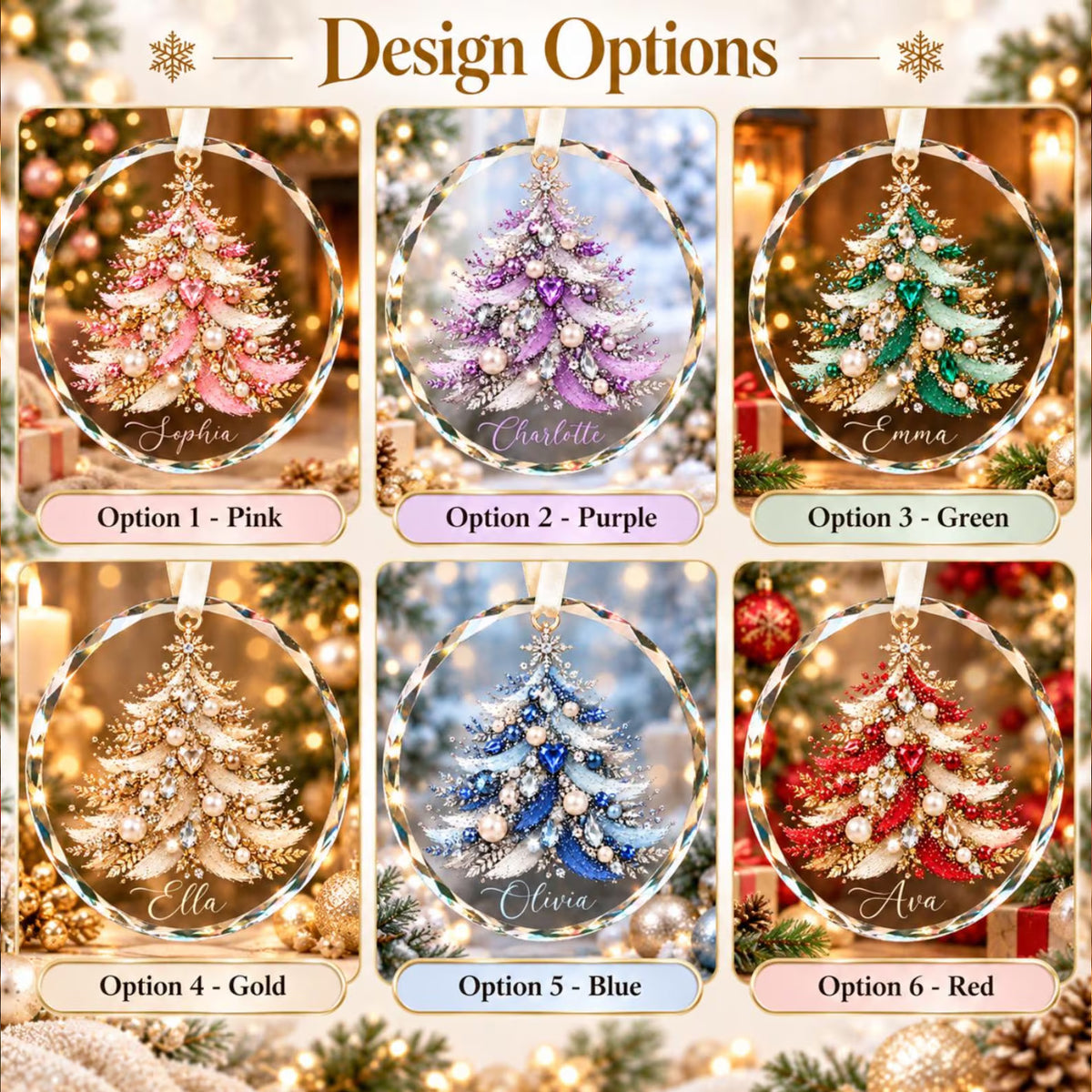 Custom Name Jeweled Christmas Tree Glass Ornament, Personalized Crystal Christmas Ornament 686991 WFD