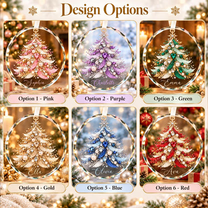 Custom Name Jeweled Christmas Tree Glass Ornament, Personalized Crystal Christmas Ornament 686991 WFD