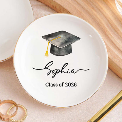 Personalized Graduation Jewelry Dish Class of 2026, Custom Name Ring Dish, Graduation Gift for Her 684877