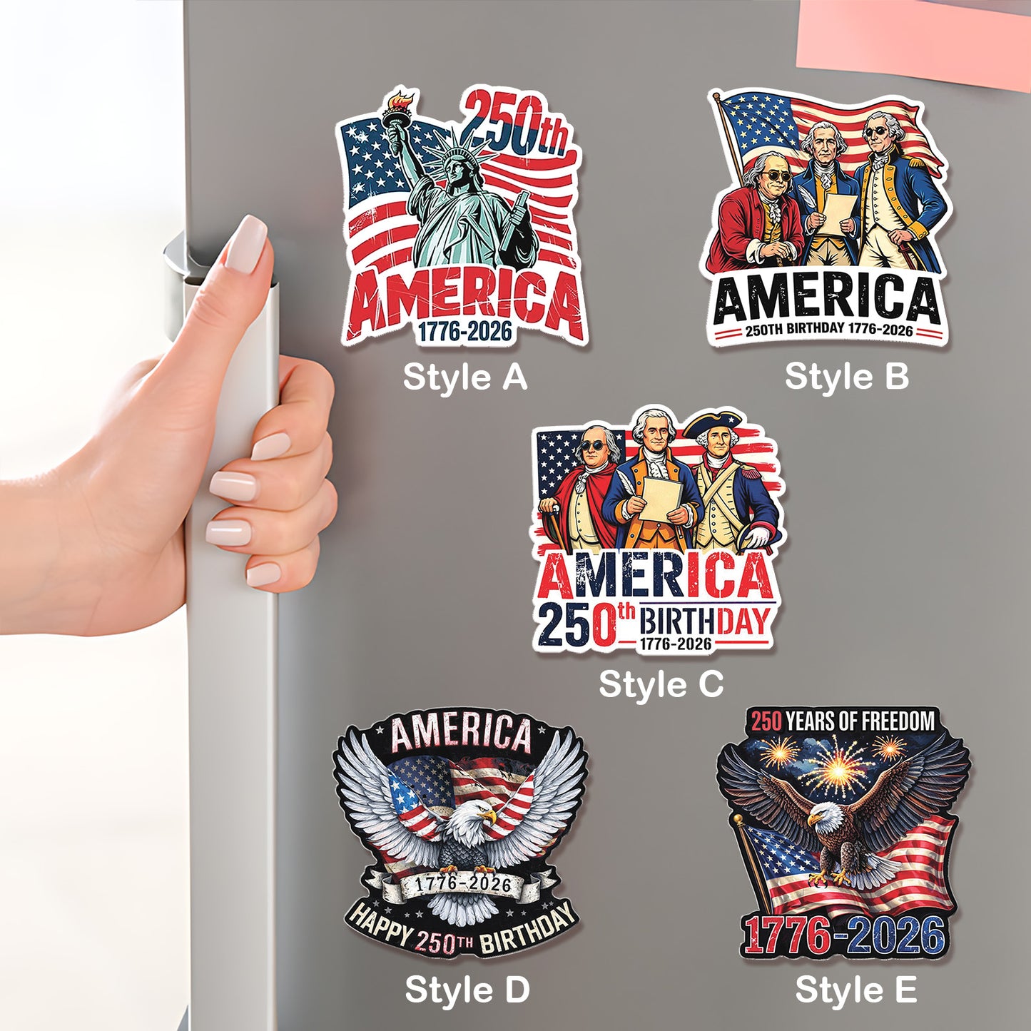 Personalized USA 250 Years Anniversary Acrylic Fridge Magnets, Patriotic 1776–2026 Magnets, 4th of July Fridge Magnets 684097