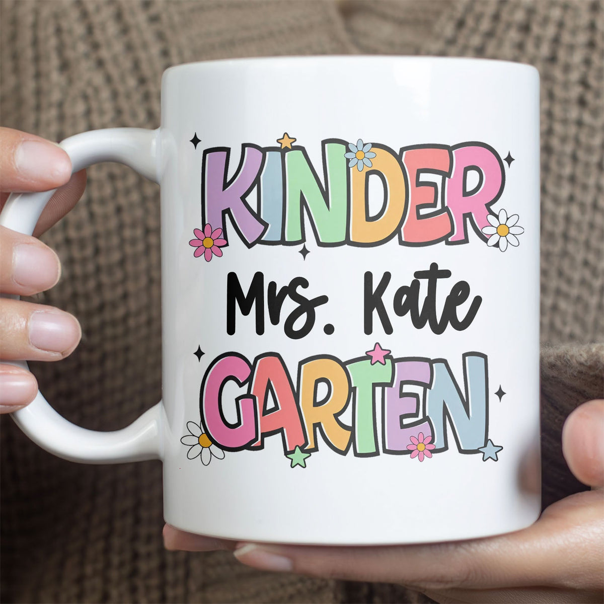 Personalized Kindergarten Teacher Mug | Back to School White Mug Accent Mug | Custom Mug for Teachers 682576