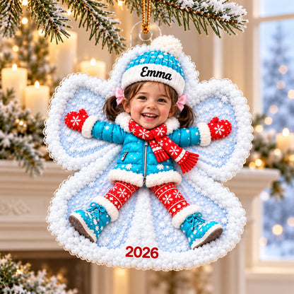 Personalized Snow Angel Acrylic Ornament, Custom Photo & Name Christmas Ornament, Gift for Son Daughter 686934 WFD