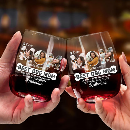 Personalized Best Dog Mom Wine Glass | Custom Photo and Name Wine Glass | Gift For Mom 682686