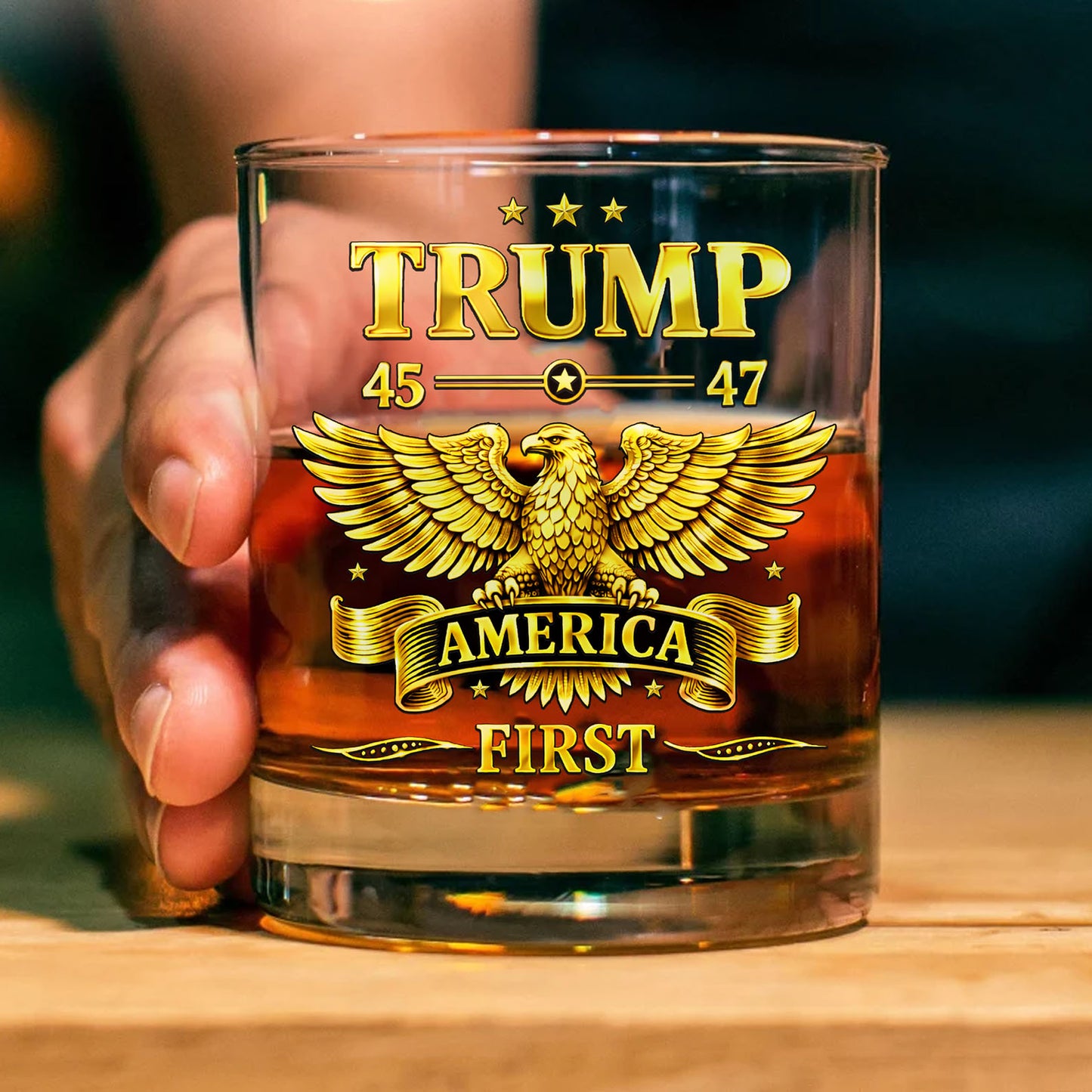 Donald Trump America First Whiskey Decanter Set | Trump 45 47 MAGA Whiskey Glass Whiskey Bottle 684173 – GOP