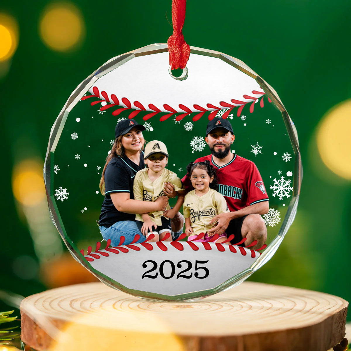 Personalized Baseball Christmas Glass Ornament | Custom Photo And Year Glass Ornament For Christmas Decor 682629