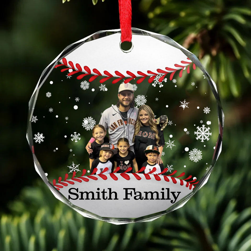 Personalized Baseball Christmas Glass Ornament | Custom Photo And Year Glass Ornament For Christmas Decor 682629