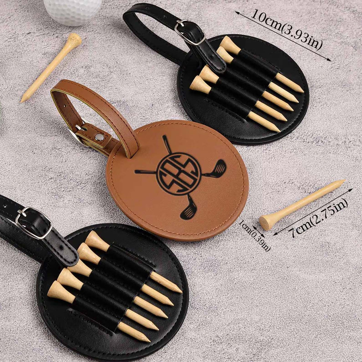Personalized Leather Golf Bag Tag | Mini Golf Tee Holder | Engraved Leather Golf Accessories 683712