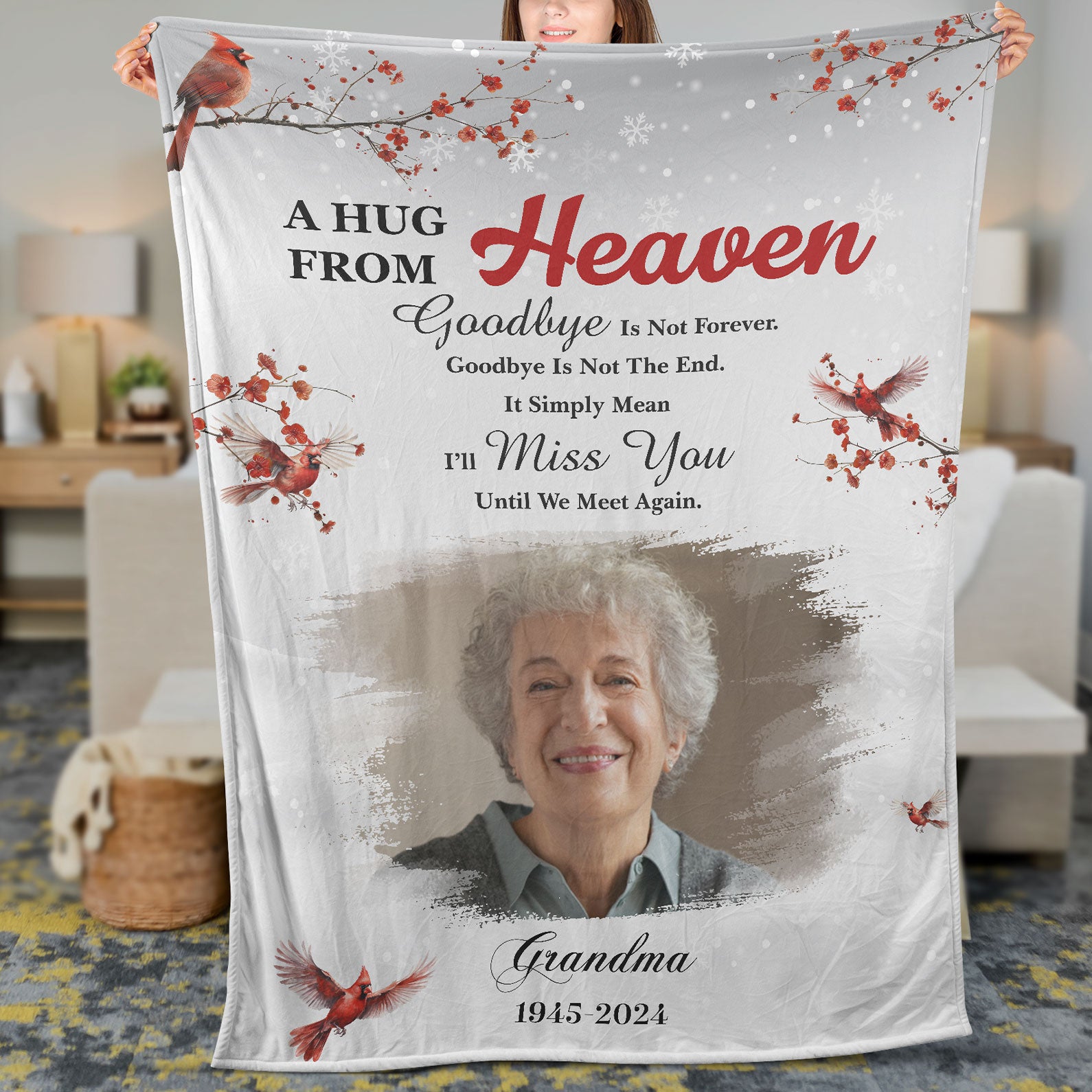 Goodbye Is Not Forever Goodbye Is Not The End, Personalized Memorial Blanket, Memorial Custom Photo Blanket, Remembrance Gift- 681976