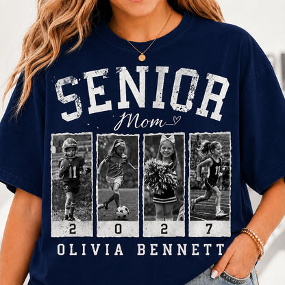 Personalized Senior 2027 Bootleg Photo Shirt, Custom Senior Dad Mom Shirt, Class of 2027 Graduation Gift 685692 WFD