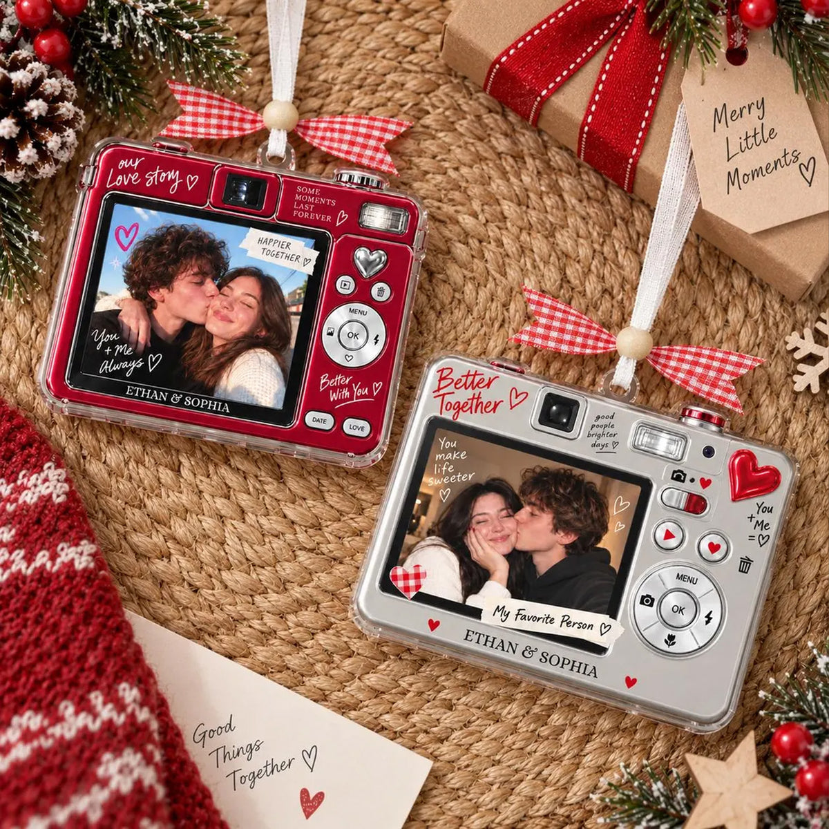 Custom Photo Couple Digital Camera Acrylic Ornament, Personalized Christmas Ornament, Gift for Couple 686517 WFD