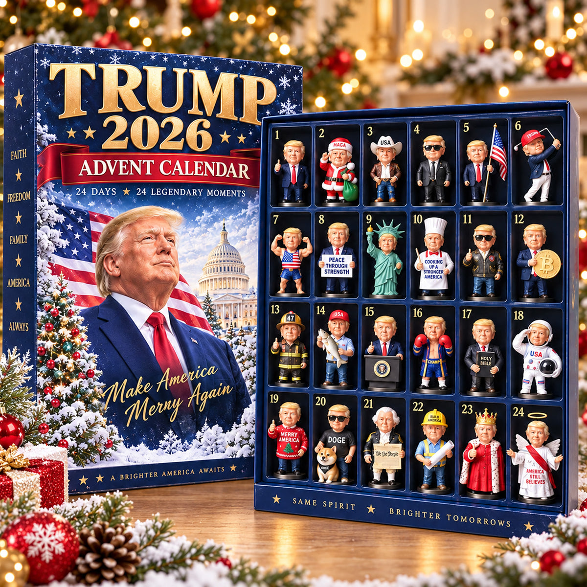 Trump 2026 Christmas Advent Calendar, 24 Day Donald Trump Countdown, Make America Merry Again Gift 686424 WFD