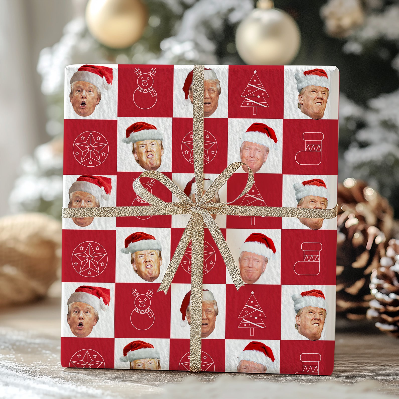 Funny Trump Santa Wrapping Paper, Donald Trump Wrapping Paper, Wrapping Paper For Christmas 683382 - GOP