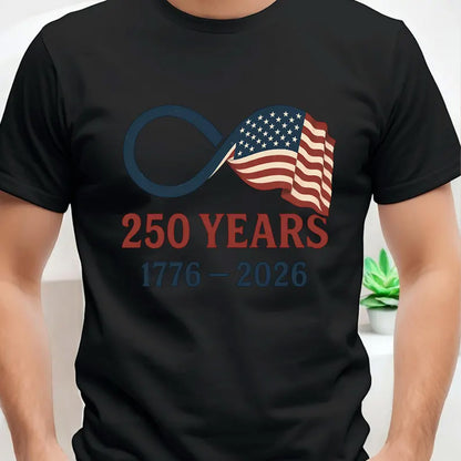 250 Years USA Flag Dark Shirt, Patriotic Infinity 4th of July 1776–2026 Tee, Independence Day T-Shirt 684212 WFD