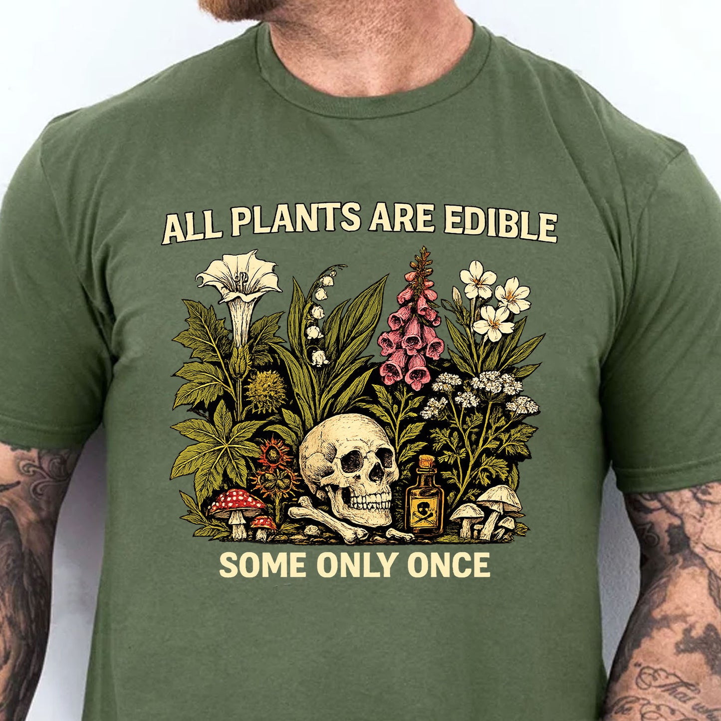 All Plants Are Edible Some Only Once Shirt, Funny Gothic Botanical Tee, Vintage Plant Lover Graphic Shirt 685627