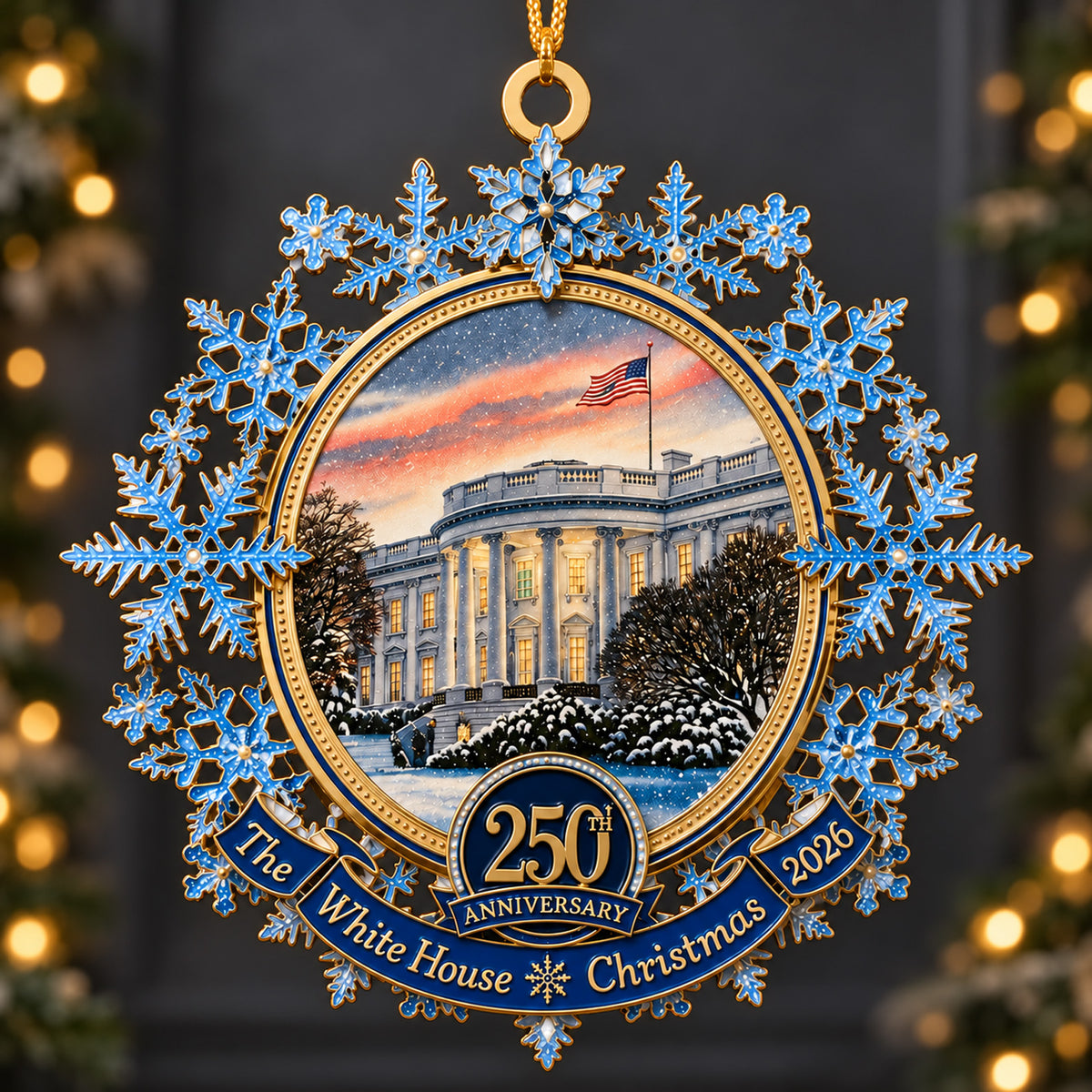 White House 250 Years Anniversary Metal Ornament, USA 250 Years 2026 Commemorative Keepsake 686614 WFD