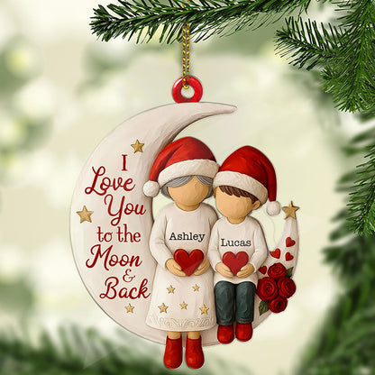 Personalized Grandma & Grandchild Acrylic Ornament, Custom Name Grandson Granddaughter Christmas Ornament 683481