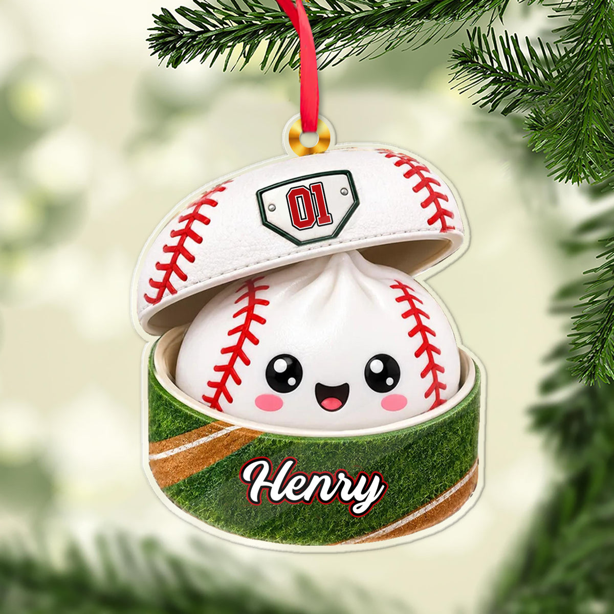 Personalized Sports Dumpling Acrylic Ornament, Custom Name Squishy Christmas Ornament, Kids Gift 686340