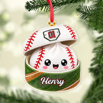 Personalized Sports Dumpling Acrylic Ornament, Custom Name Squishy Christmas Ornament, Kids Gift 686340