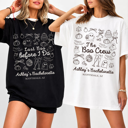 Personalized Halloween Bachelorette Party Shirt, Last Boo Before I Do Tee, Custom Bride Squad Bridal Party Tee 685641