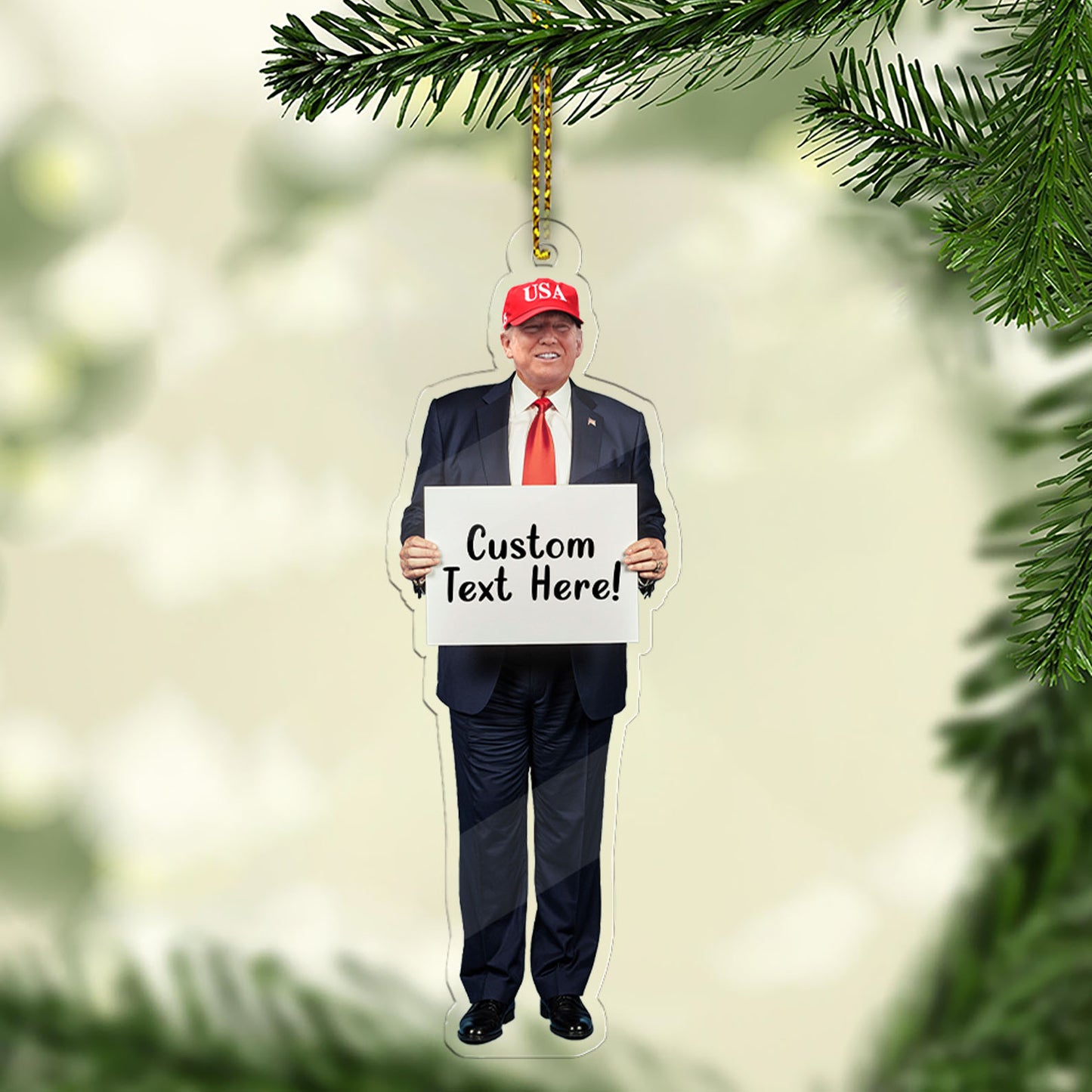 Personalized Donald Trump Acrylic Ornament | Custom Trump with Your Text Ornament | Christmas Tree Ornament 683174 - GOP
