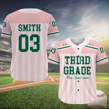 Personalized Teacher Baseball Jersey, Custom Grade Level, Name & Number Shirt, Back to School Teacher Gift 685690