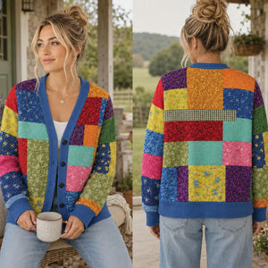 Dolly Parton Many Colors Memorial Cardigan, Country Music Patchwork Cardigan, Colorful Cardigan for Women 686297