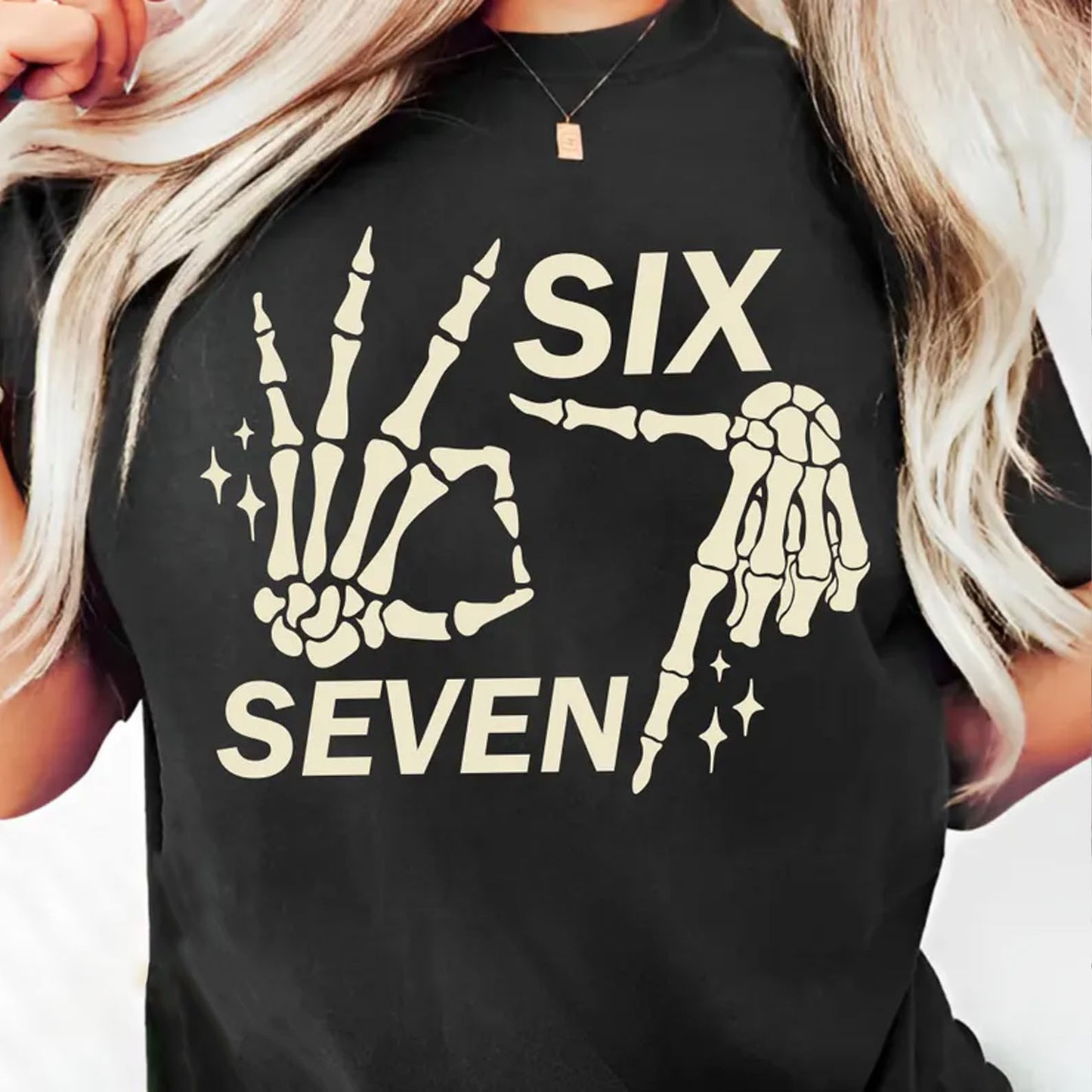 Halloween Six Seven Shirt | 6 7 Meme Skeleton Hands Halloween Shirt | Spooky Skull T-Shirt | Funny Halloween Shirt 683181