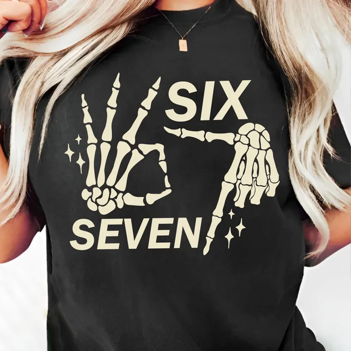 Halloween Six Seven Shirt | 6 7 Meme Skeleton Hands Halloween Shirt | Spooky Skull T-Shirt | Funny Halloween Shirt 683181