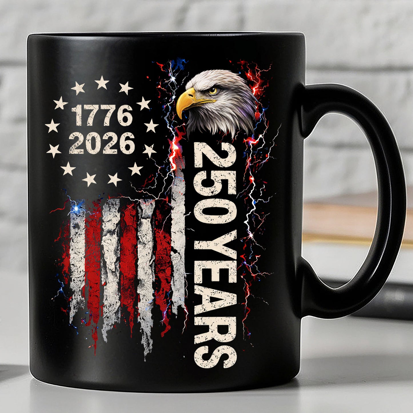 250 Years Patriotic Eagle Black Mug, 1776-2026 US Flag Coffee Mug, 4th of July Independence Day Gift 684749