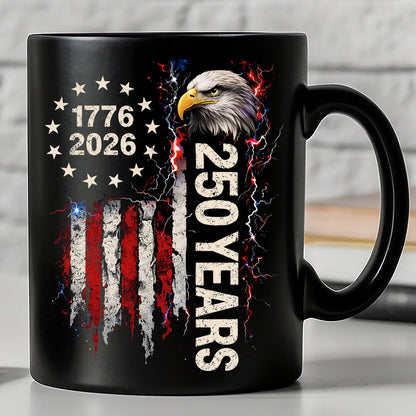 250 Years Patriotic Eagle Black Mug, 1776-2026 US Flag Coffee Mug, 4th of July Independence Day Gift 684749
