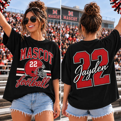 Personalized Football Front & Back Shirt, Custom Mascot Name & Number Tee, Football Mom Game Day Shirt 686150 WFD