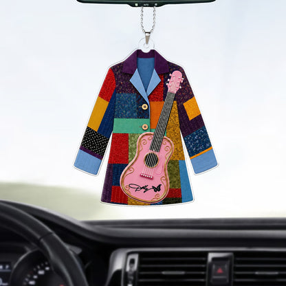 Dolly Parton Coat of Many Colors Car Ornament, Pink Guitar Country Music Ornament, Dolly Fan Gift 686130