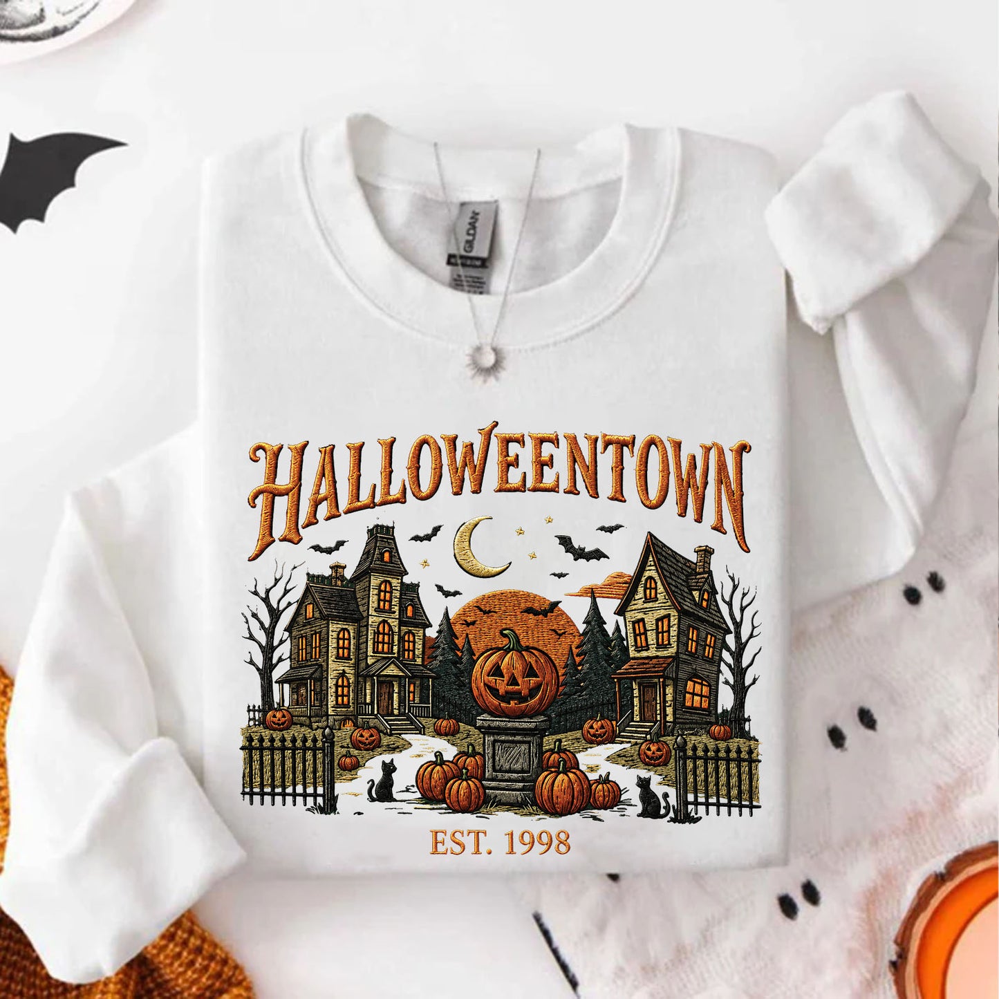 Halloweentown Sweatshirt, Vintage Spooky Village Shirt, Retro Haunted House Pumpkin Fall Tee 685623