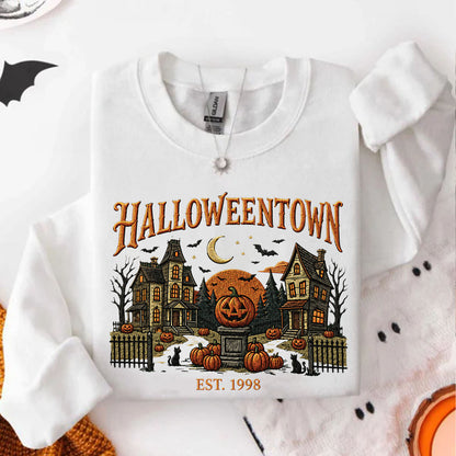 Halloweentown Sweatshirt, Vintage Spooky Village Shirt, Retro Haunted House Pumpkin Fall Tee 685623